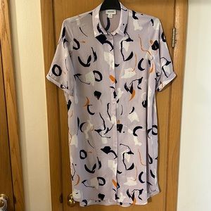 Monkl ASOS Women’s Button Down Shirt Dress 80’s Print Lilac Size Large